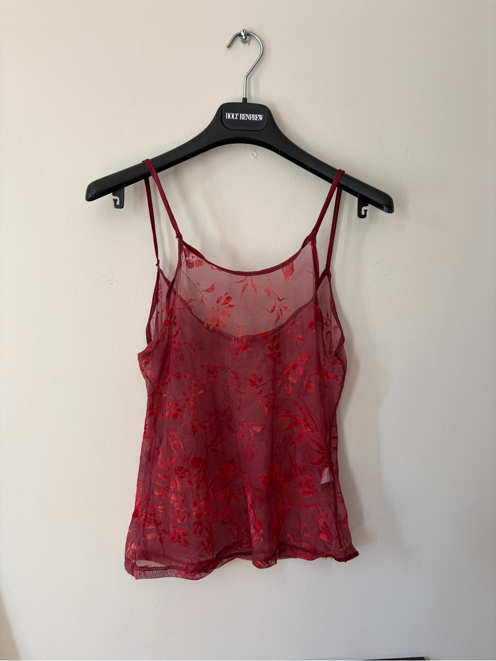 Kenzo - Sheer Floral Red Spaghetti Strap Tank Top